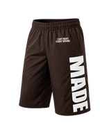 BROWN BUILT DIFFERENT TRACK SHORTS