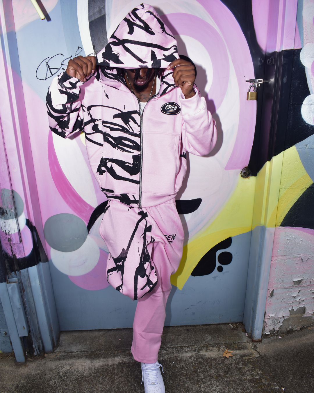 Graffitti Print Sweats - Pink