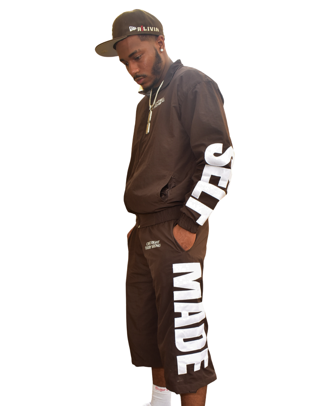 (SET) JACKET + PANTS BROWN - WINDBREAKER BUILT DIFFERENT