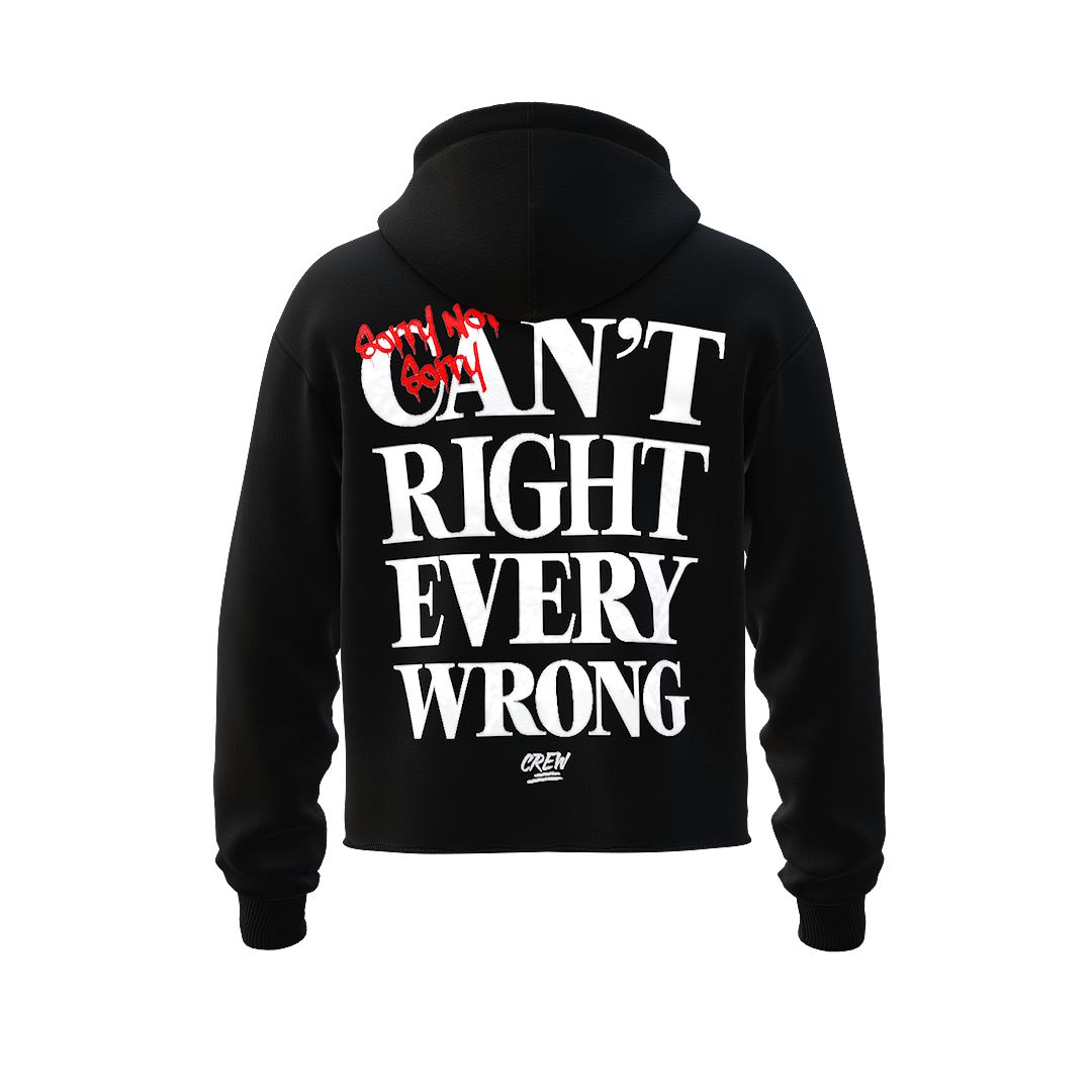 Sorry Not Sorry Hoodie Cropped - Black