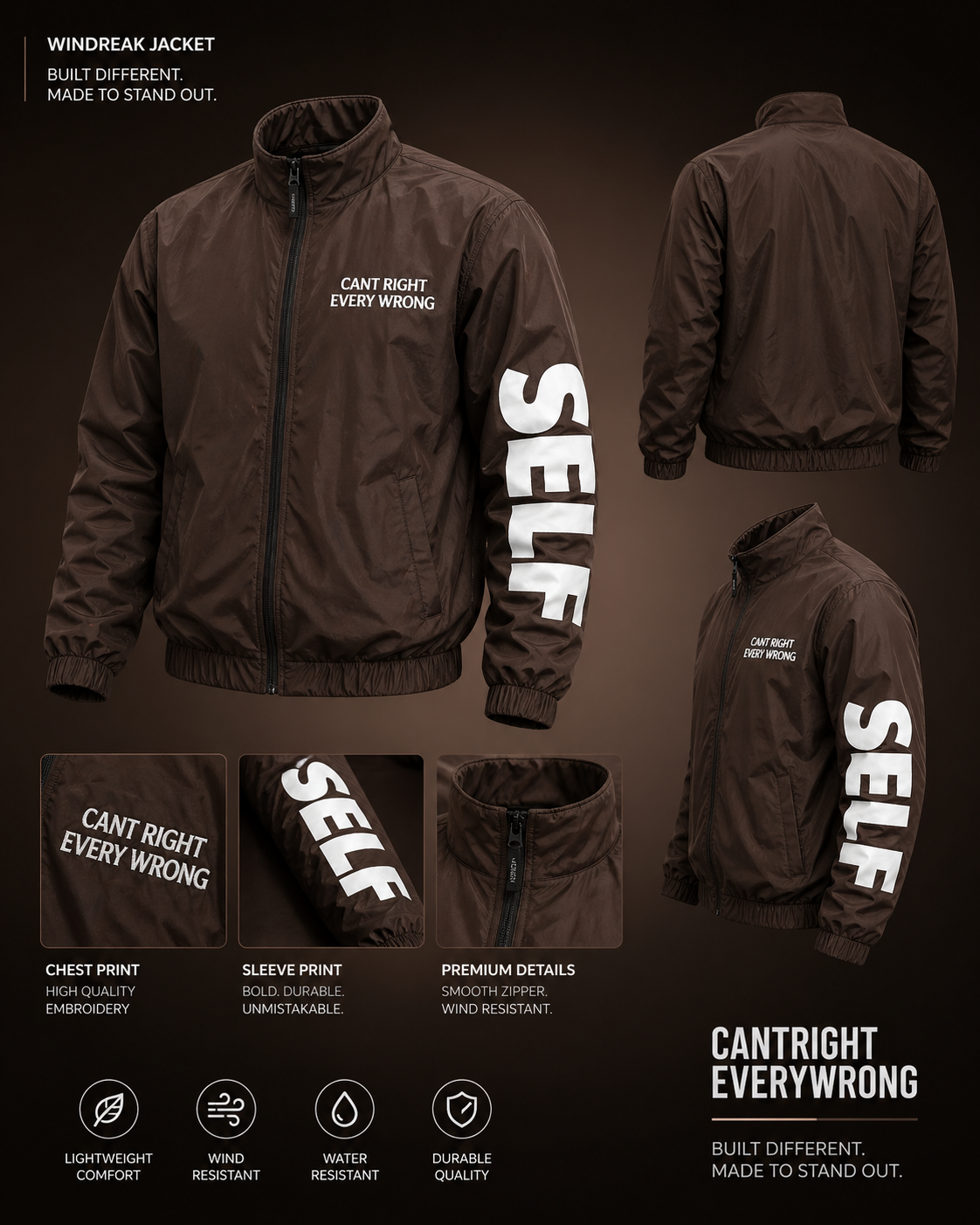 BROWN BUILT DIFFERENT TRACK JACKET