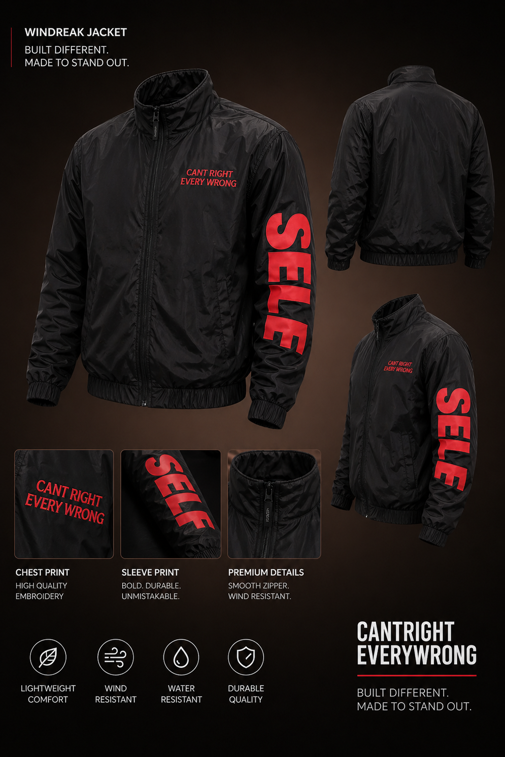 RED BUILT DIFFERENT TRACK JACKET