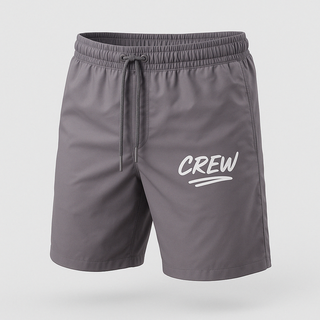 GREY NYLON TRACK SHORTS