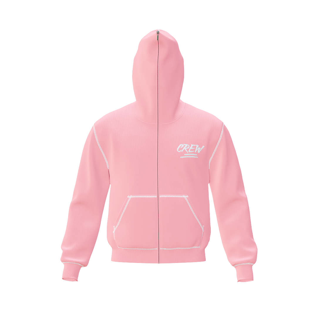 Full Zip Up Hoodie Sorry Not Sorry - Light Pink