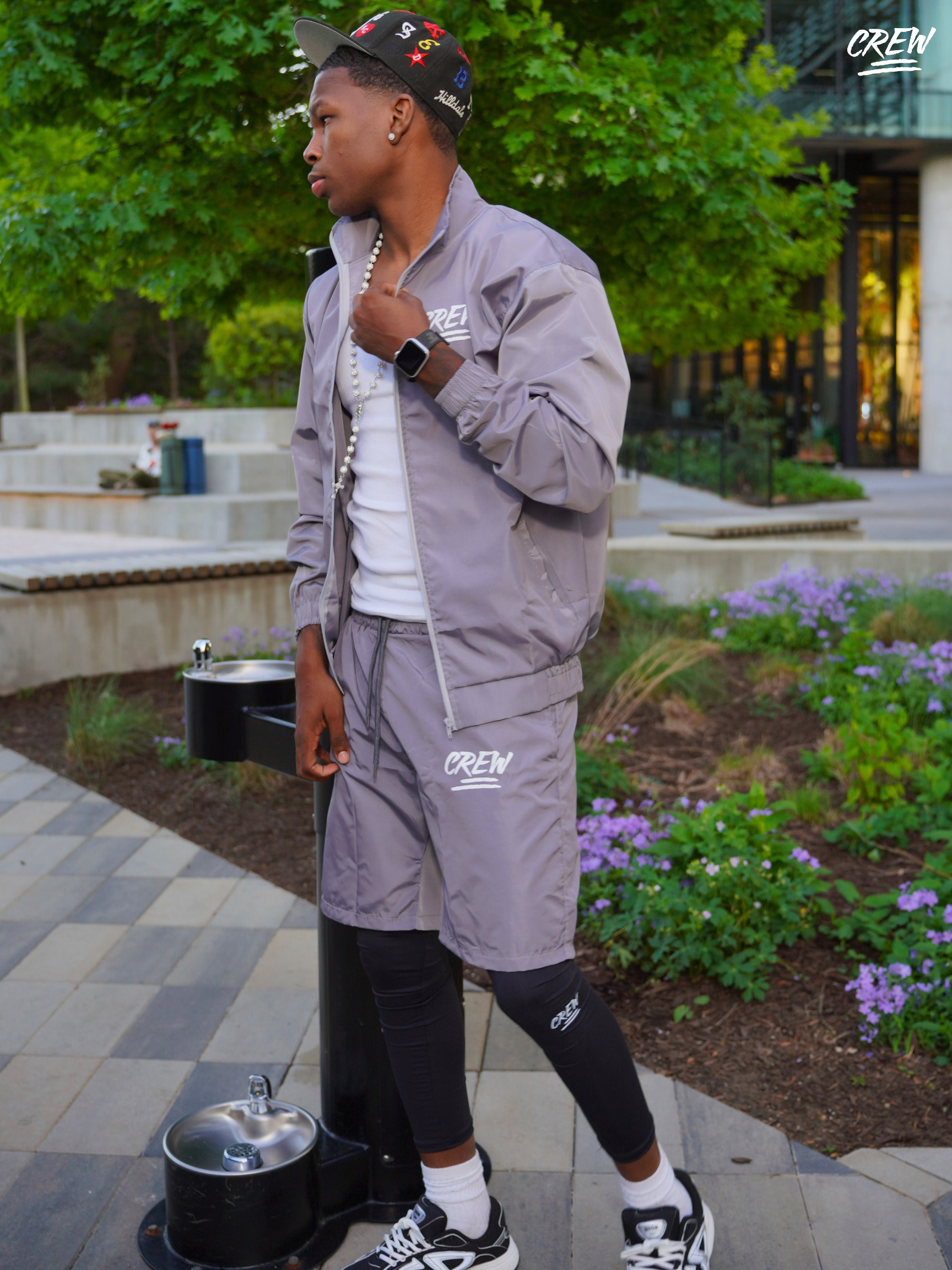 GREY NYLON TRACK JACKET