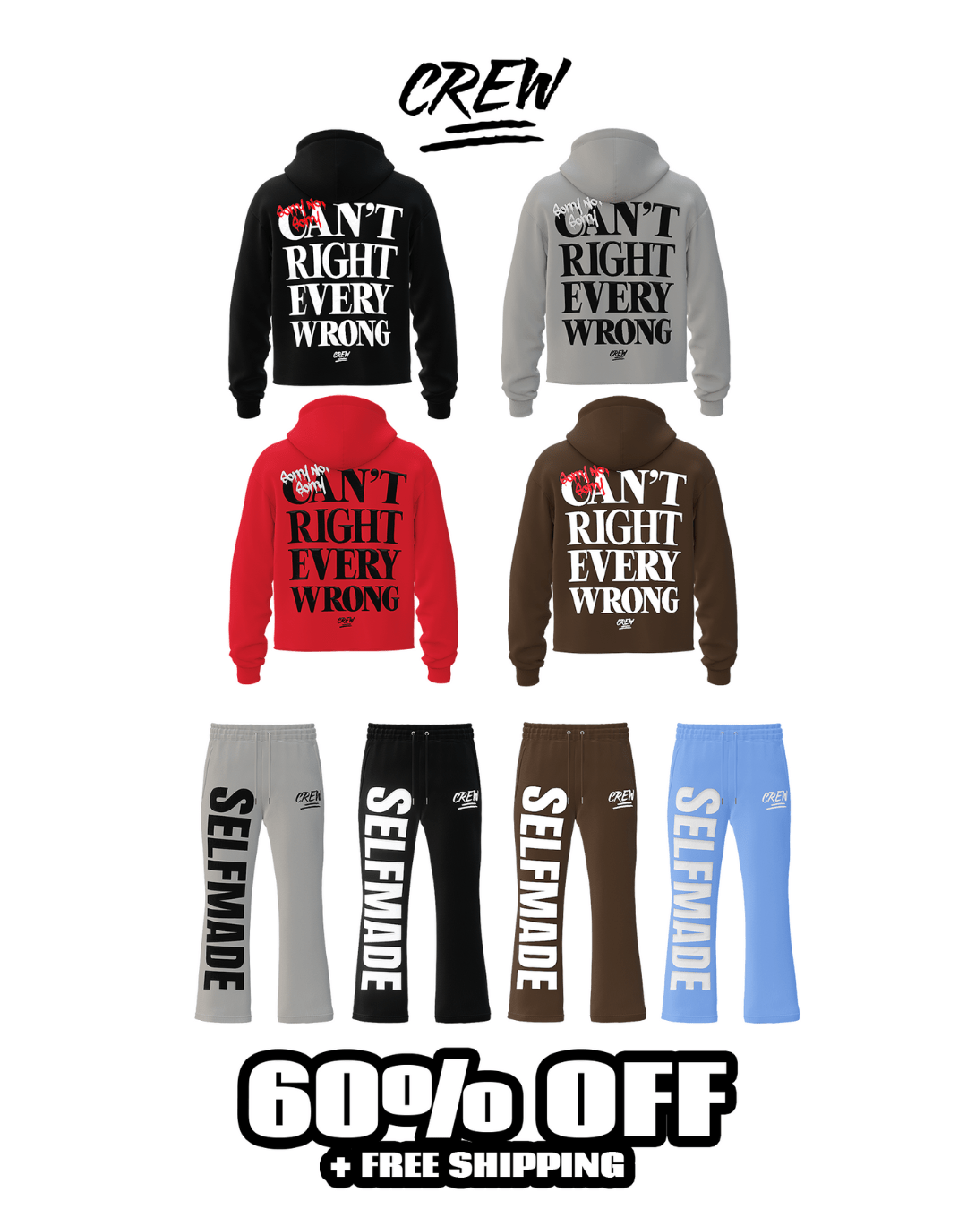 *BUNDLE DEAL* Hoodie and Pants - Sorry, Not Sorry Sets - Crew Fit Clothing