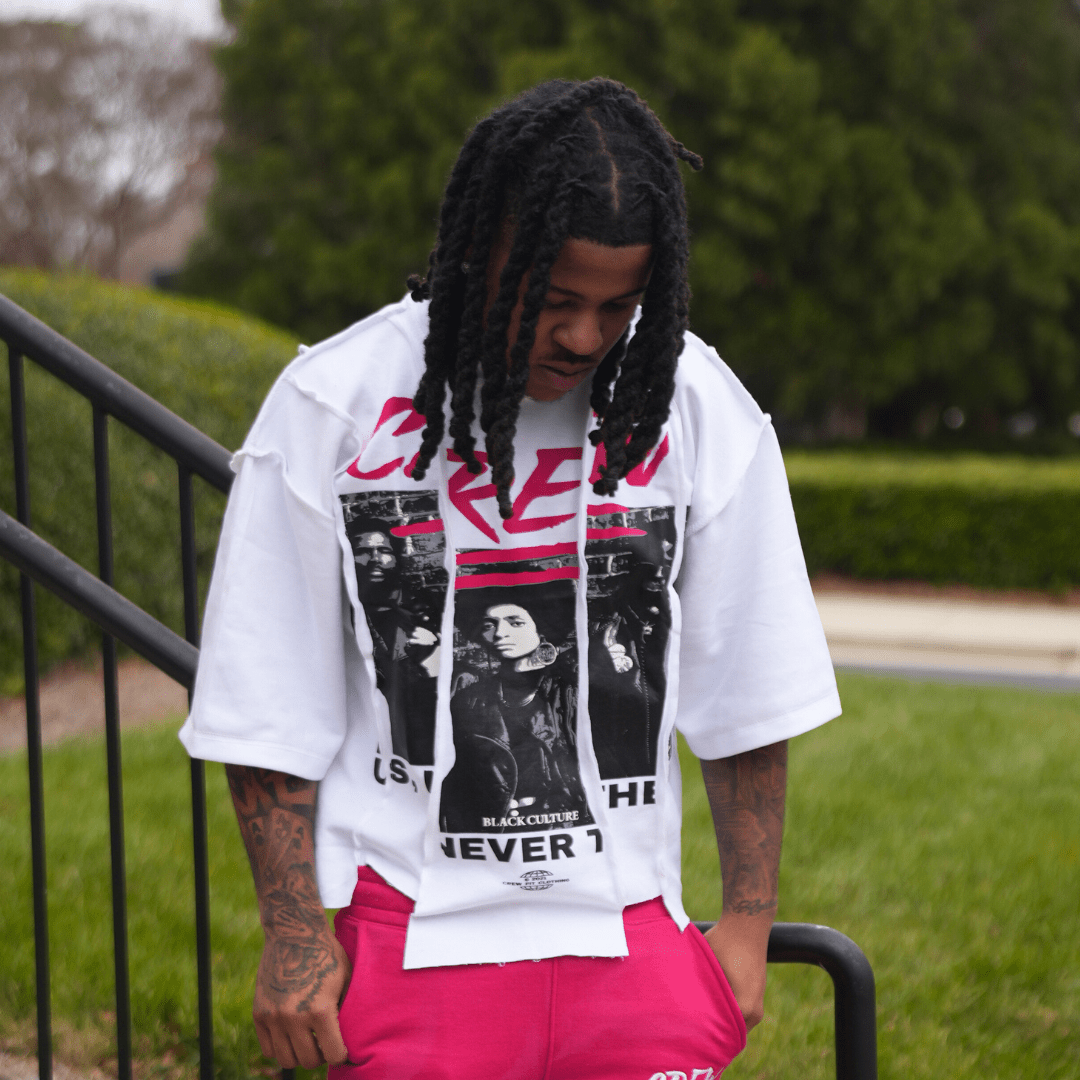 Distressed CREW Tee: "US, Never Them - Crew Fit Clothing