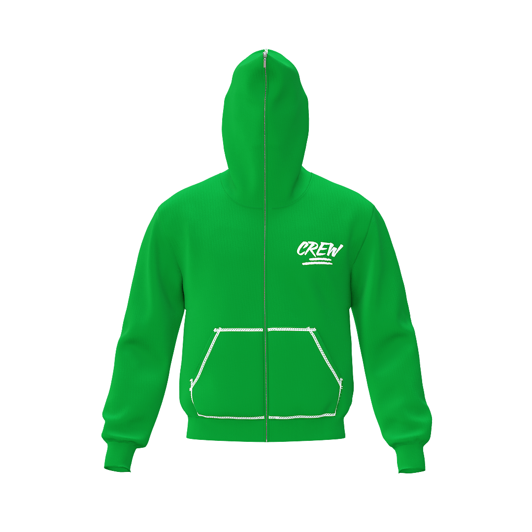 Full Zip Up Hoodie Sorry Not Sorry - Green - Crew Fit Clothing