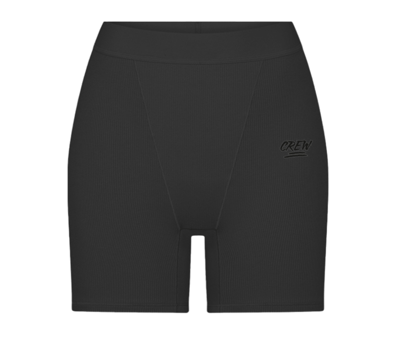 Lady CREW Ribbed Biker Shorts - Black - Crew Fit Clothing