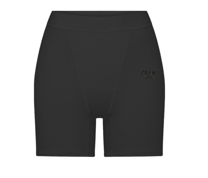 Lady CREW Ribbed Biker Shorts - Black - Crew Fit Clothing