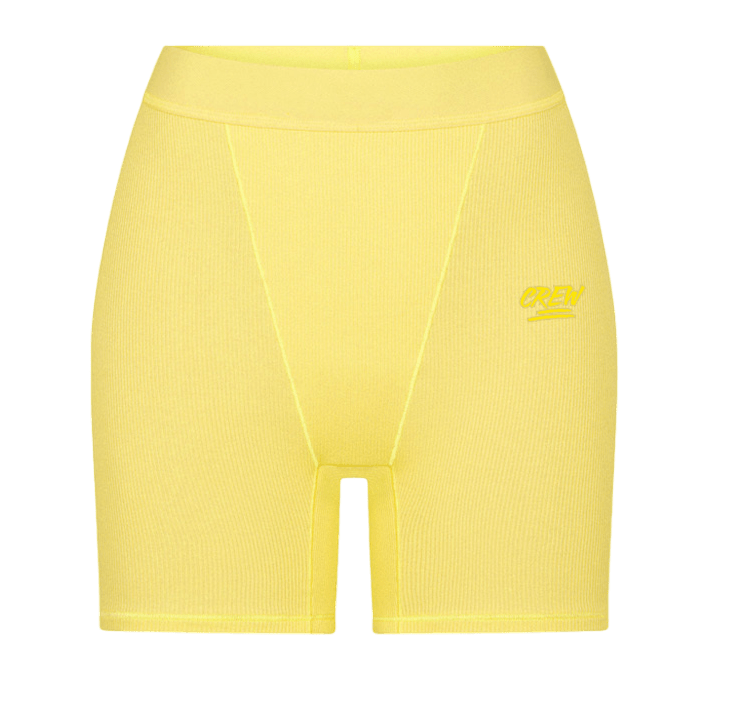 Lady CREW Ribbed Biker Shorts - Yellow - Crew Fit Clothing