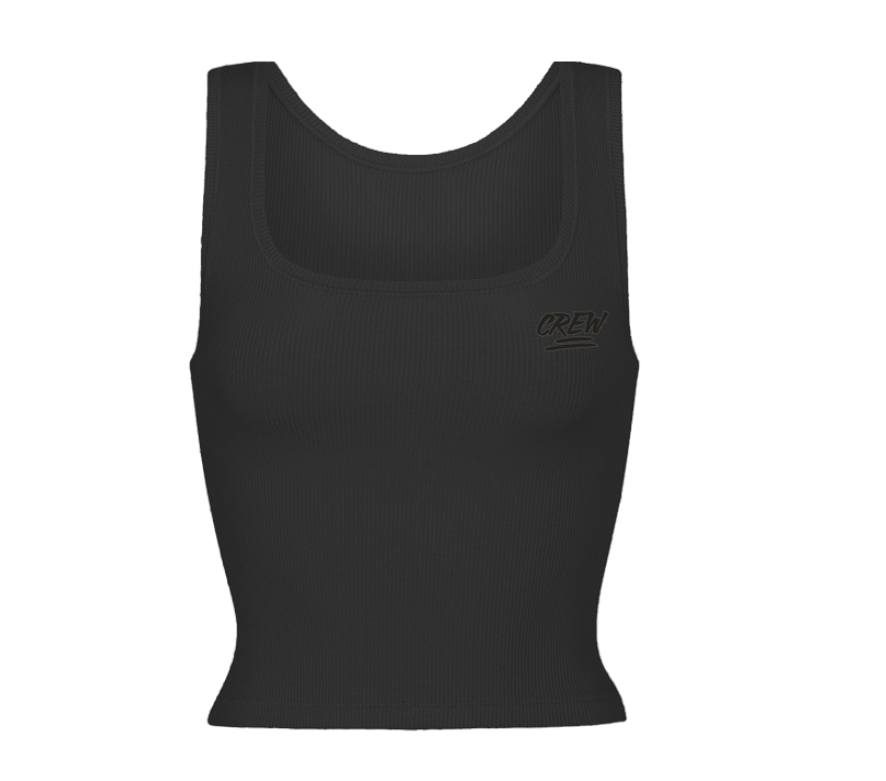 Lady CREW Ribbed Tank Top - Black - Crew Fit Clothing