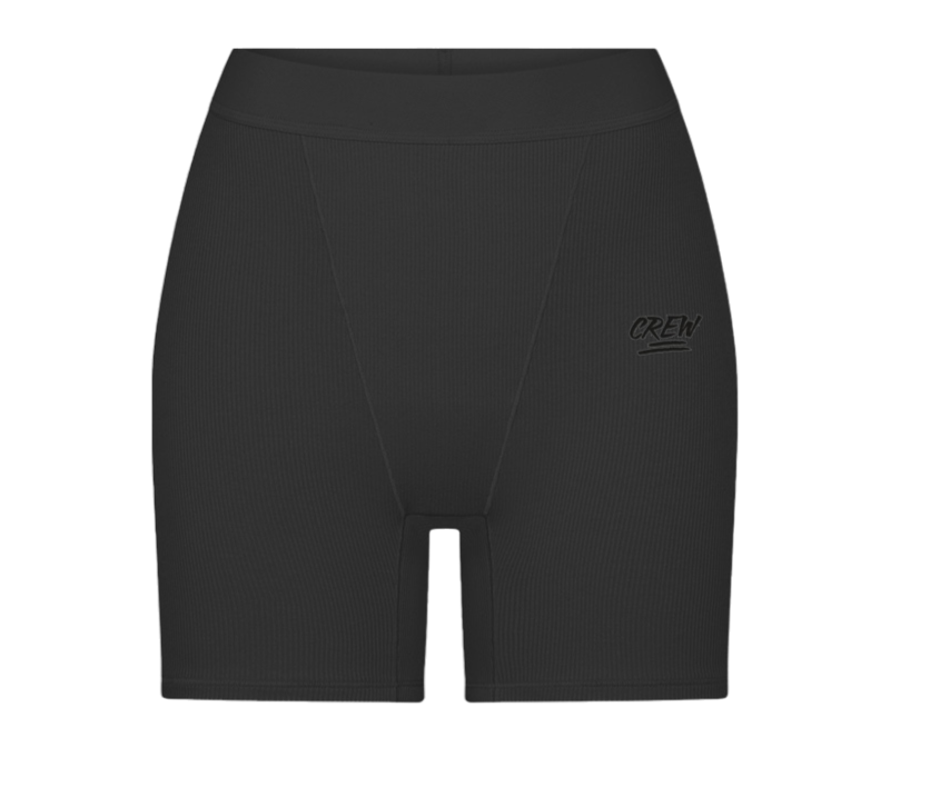 Lady CREW Ribbed Biker Shorts - Black