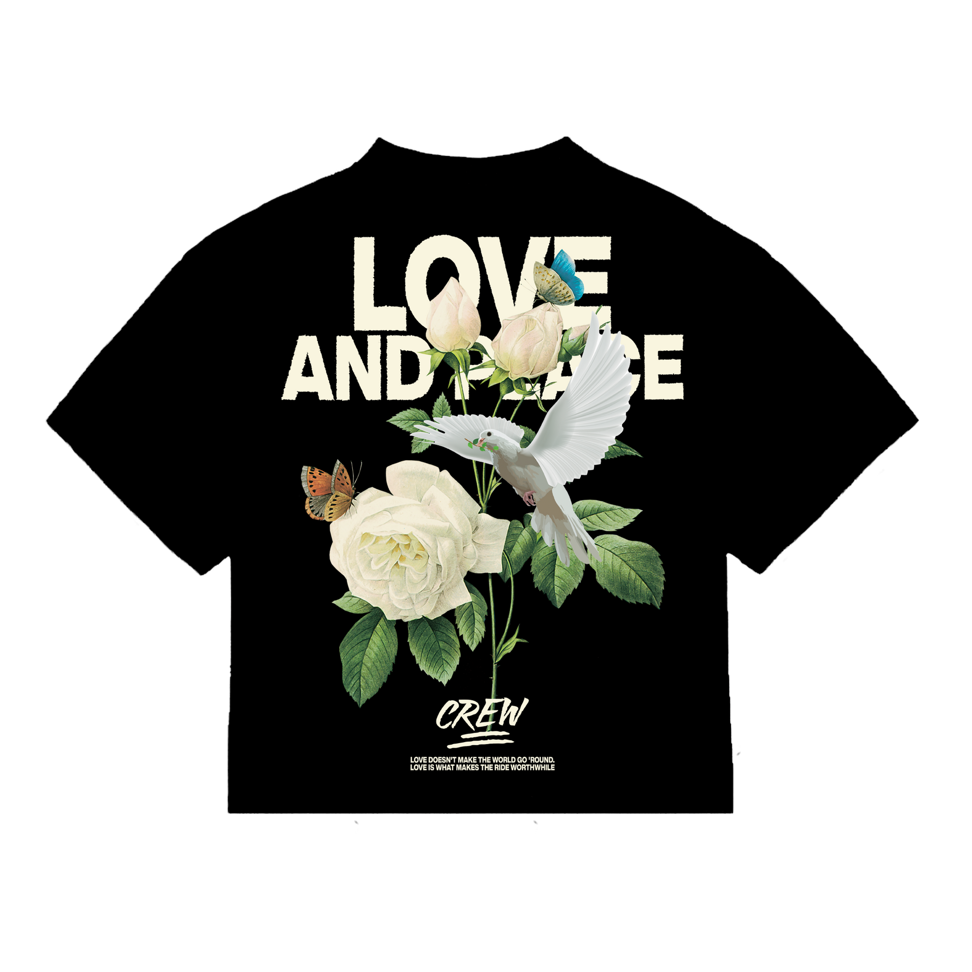 Black Heavyweight Tshirt - Love And Peace 2.0