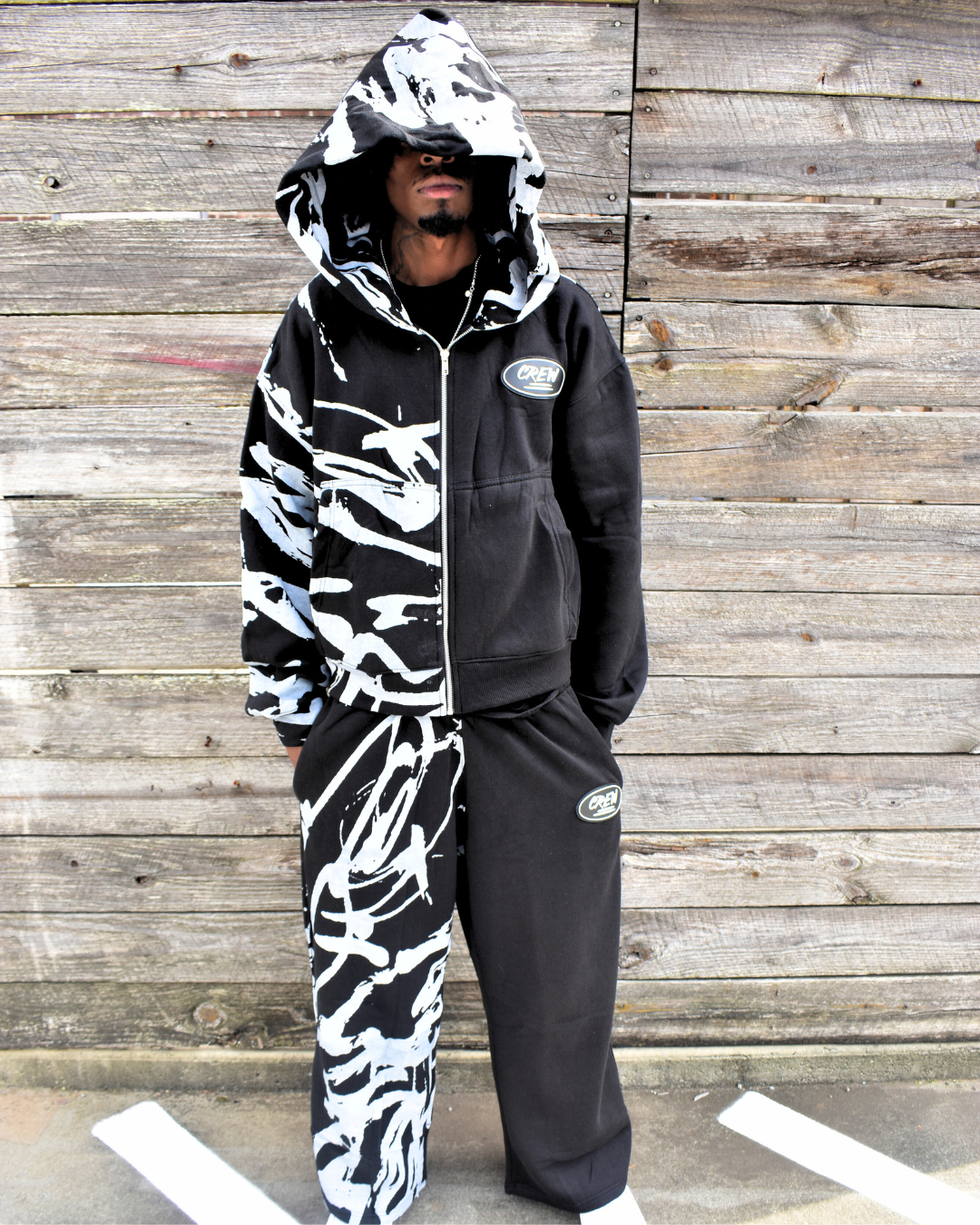 Graffitti Print Sweats - Black