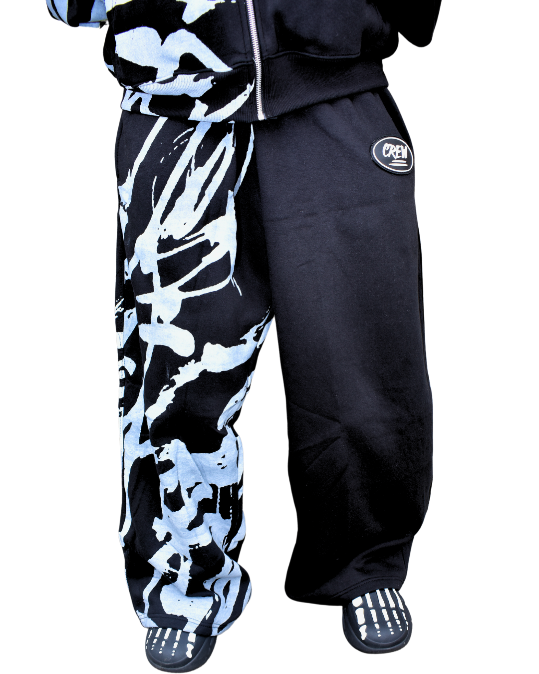 Graffitti Print Sweats - Black