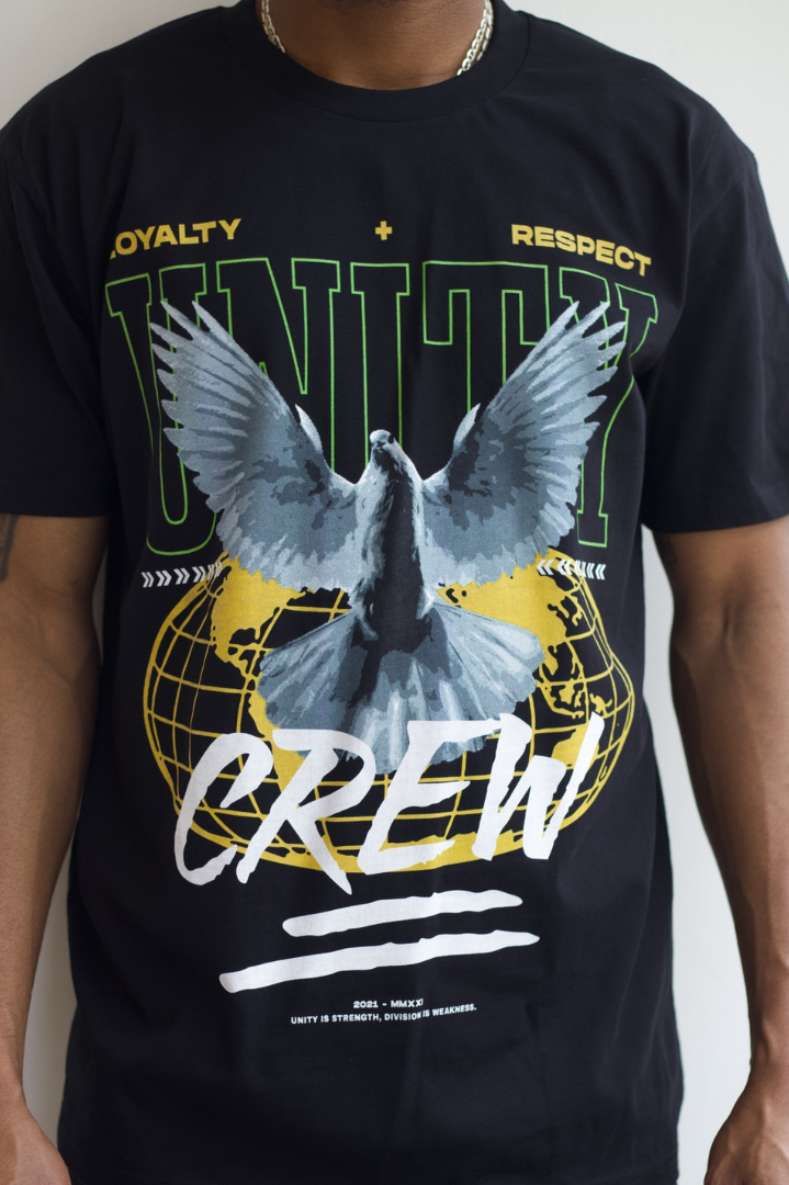 "CREW FIT CLOTHING" UNITY CREW T-SHIRT IN BLACK